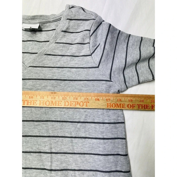 J Jill Tunic Shirt LP Knit Stripes Gray Long Sleeve Basics Stretch Casual Women - Picture 7 of 9